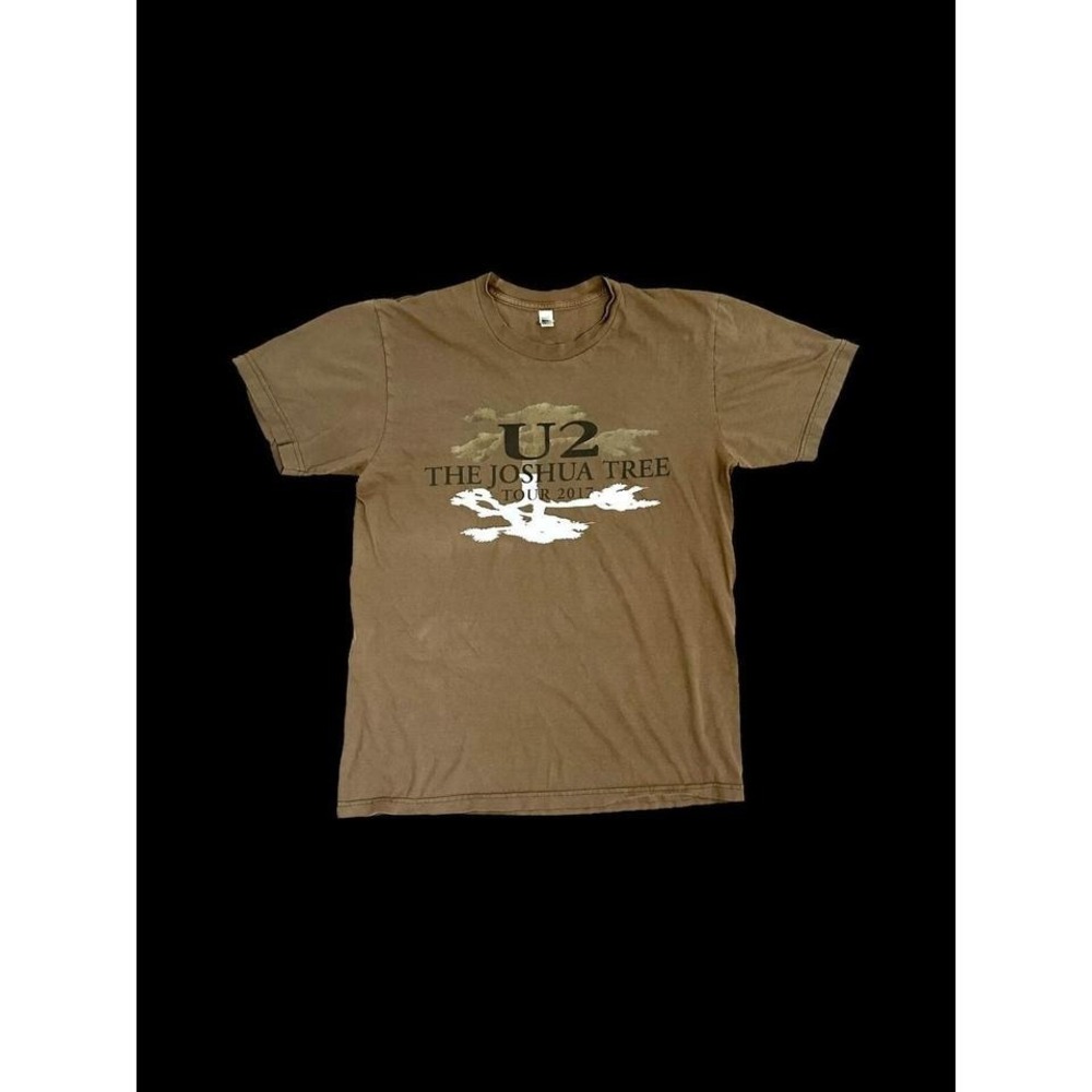 U2 Joshua‎ Tree Tour 2017 Souvenir T-shirt Large Brown/green Black writing